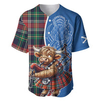 Scottish Tartan Baseball Jersey Highland Cow Playing Bagpipes