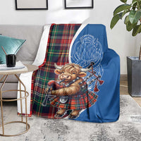 Scottish Tartan Blanket Highland Cow Playing Bagpipes