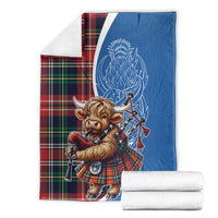 Scottish Tartan Blanket Highland Cow Playing Bagpipes