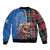 Scottish Tartan Bomber Jacket Highland Cow Playing Bagpipes