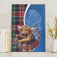 Scottish Tartan Canvas Wall Art Highland Cow Playing Bagpipes