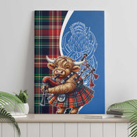 Scottish Tartan Canvas Wall Art Highland Cow Playing Bagpipes