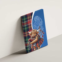 Scottish Tartan Canvas Wall Art Highland Cow Playing Bagpipes
