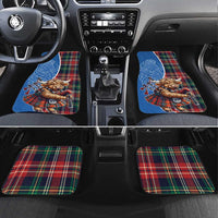 Scottish Tartan Car Mats Highland Cow Playing Bagpipes