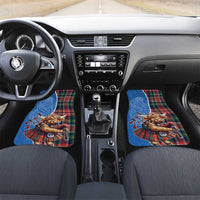 Scottish Tartan Car Mats Highland Cow Playing Bagpipes