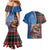 Scottish Tartan Couples Matching Mermaid Dress and Hawaiian Shirt Highland Cow Playing Bagpipes