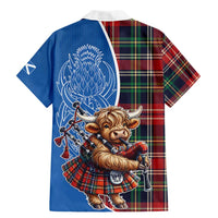 Scottish Tartan Family Matching Mermaid Dress and Hawaiian Shirt Highland Cow Playing Bagpipes