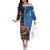 Scottish Tartan Family Matching Off The Shoulder Long Sleeve Dress and Hawaiian Shirt Highland Cow Playing Bagpipes