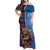 Scottish Tartan Family Matching Off Shoulder Maxi Dress and Hawaiian Shirt Highland Cow Playing Bagpipes
