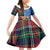 Scottish Tartan Family Matching Off Shoulder Short Dress and Hawaiian Shirt Highland Cow Playing Bagpipes