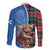 Scottish Tartan Family Matching Off Shoulder Short Dress and Hawaiian Shirt Highland Cow Playing Bagpipes