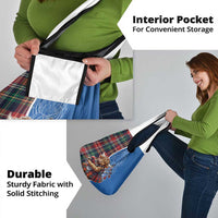 Scottish Tartan Grocery Bag Highland Cow Playing Bagpipes