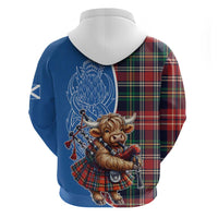 Scottish Tartan Hoodie Highland Cow Playing Bagpipes