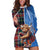 Scottish Tartan Hoodie Dress Highland Cow Playing Bagpipes