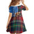 Scottish Tartan Kid Short Sleeve Dress Highland Cow Playing Bagpipes