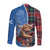 Scottish Tartan Long Sleeve Button Shirt Highland Cow Playing Bagpipes