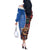 Scottish Tartan Off The Shoulder Long Sleeve Dress Highland Cow Playing Bagpipes