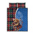 Scottish Tartan Quilt Bed Set Highland Cow Playing Bagpipes
