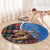 Scottish Tartan Round Carpet Highland Cow Playing Bagpipes