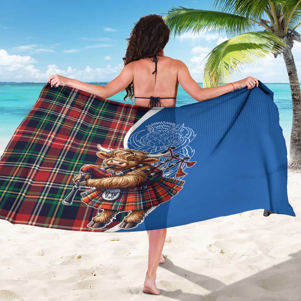 Scottish Tartan Sarong Highland Cow Playing Bagpipes