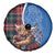 Scottish Tartan Spare Tire Cover Highland Cow Playing Bagpipes