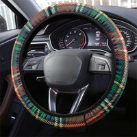 Scottish Tartan Steering Wheel Cover Highland Cow Playing Bagpipes