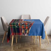 Scottish Tartan Tablecloth Highland Cow Playing Bagpipes