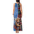 Scottish Tartan Tank Maxi Dress Highland Cow Playing Bagpipes