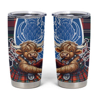 Scottish Tartan Tumbler Cup Highland Cow Playing Bagpipes