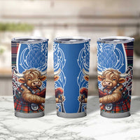 Scottish Tartan Tumbler Cup Highland Cow Playing Bagpipes