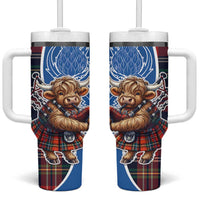 Scottish Tartan Tumbler With Handle Highland Cow Playing Bagpipes