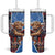 Scottish Tartan Tumbler With Handle Highland Cow Playing Bagpipes