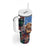 Scottish Tartan Tumbler With Handle Highland Cow Playing Bagpipes