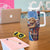 Scottish Tartan Tumbler With Handle Highland Cow Playing Bagpipes