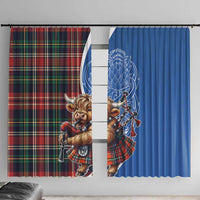 Scottish Tartan Window Curtain Highland Cow Playing Bagpipes