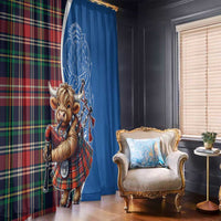 Scottish Tartan Window Curtain Highland Cow Playing Bagpipes