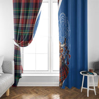 Scottish Tartan Window Curtain Highland Cow Playing Bagpipes