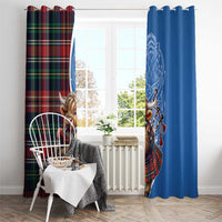 Scottish Tartan Window Curtain Highland Cow Playing Bagpipes