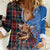 Scottish Tartan Women Casual Shirt Highland Cow Playing Bagpipes