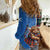 Scottish Tartan Women Casual Shirt Highland Cow Playing Bagpipes