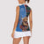 Scottish Tartan Women Sleeveless Polo Shirt Highland Cow Playing Bagpipes