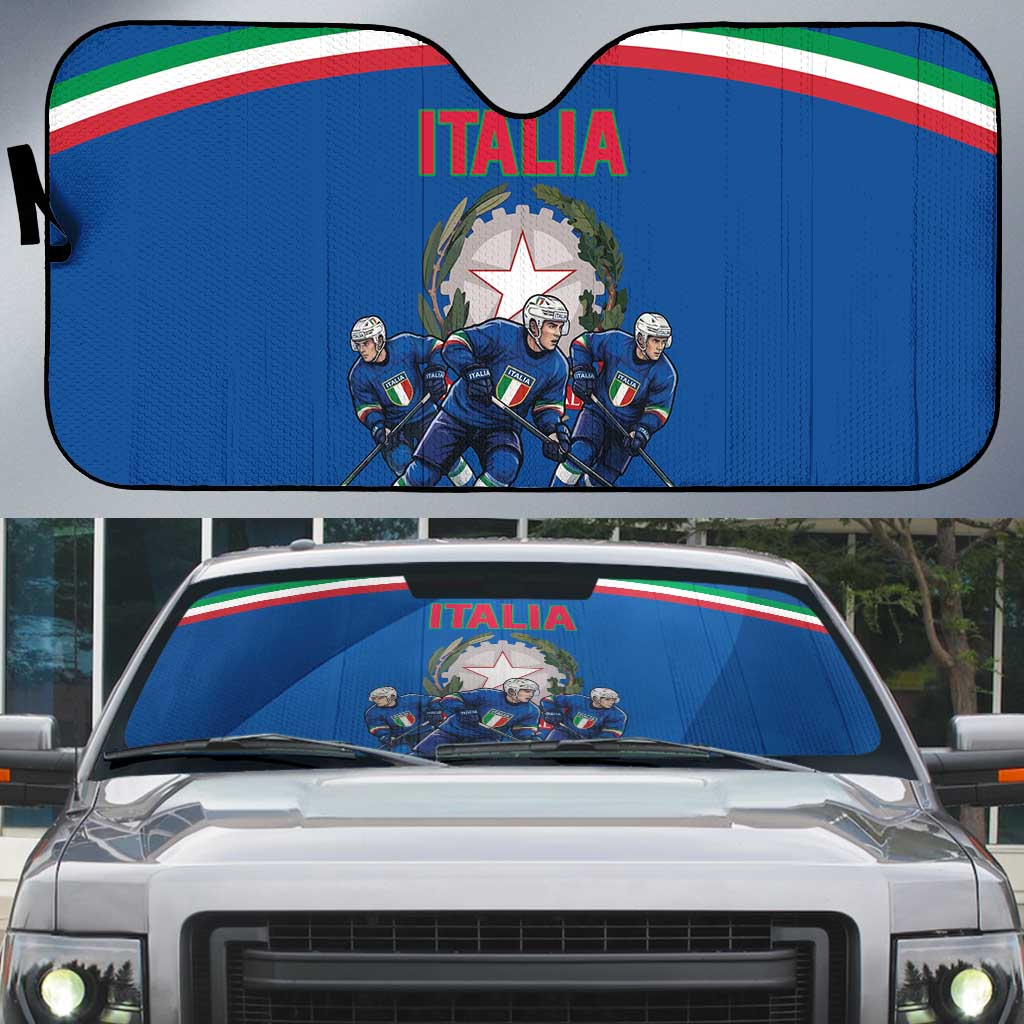 Italy Hockey Auto Sun Shade Italia Hockey Pride Vintage Blue
