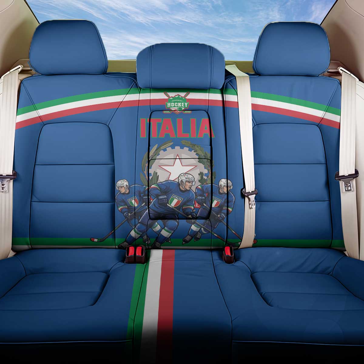 Italy Hockey Back Car Seat Cover Italia Hockey Pride Vintage Blue