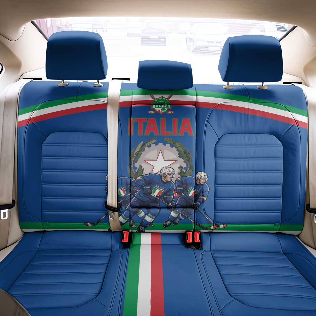 Italy Hockey Back Car Seat Cover Italia Hockey Pride Vintage Blue