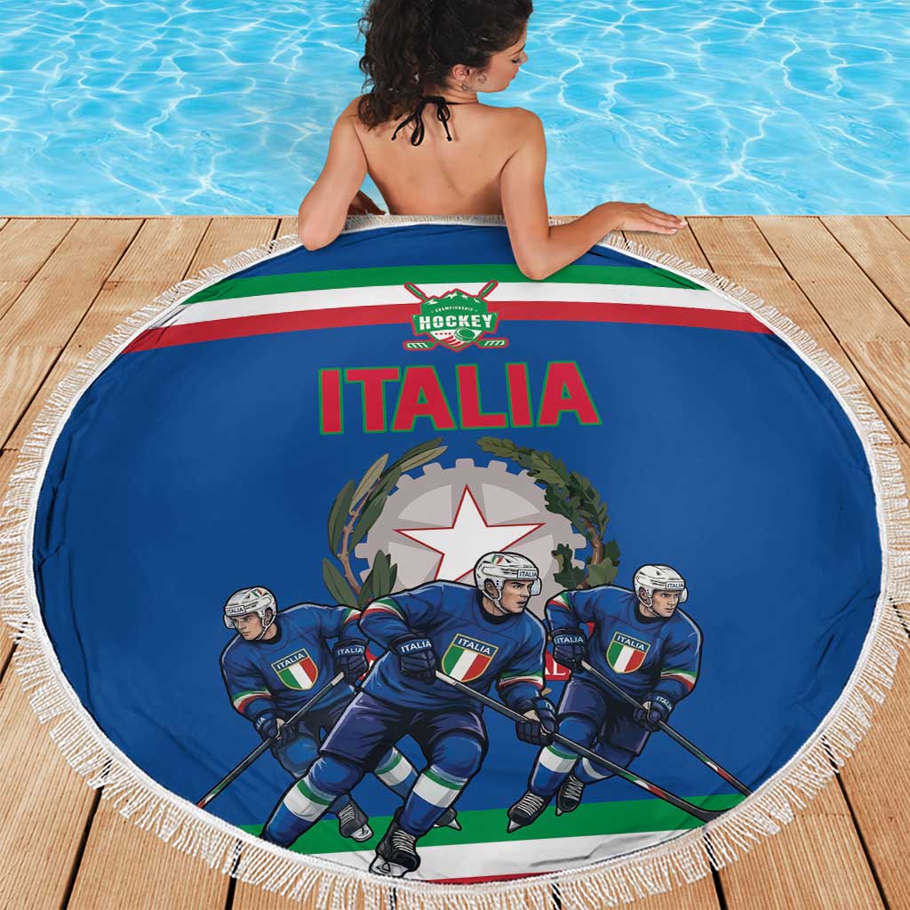 Italy Hockey Beach Blanket Italia Hockey Pride Vintage Blue
