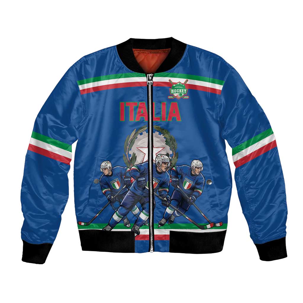 Italy Hockey Custom Bomber Jacket Italia Hockey Pride Vintage Blue
