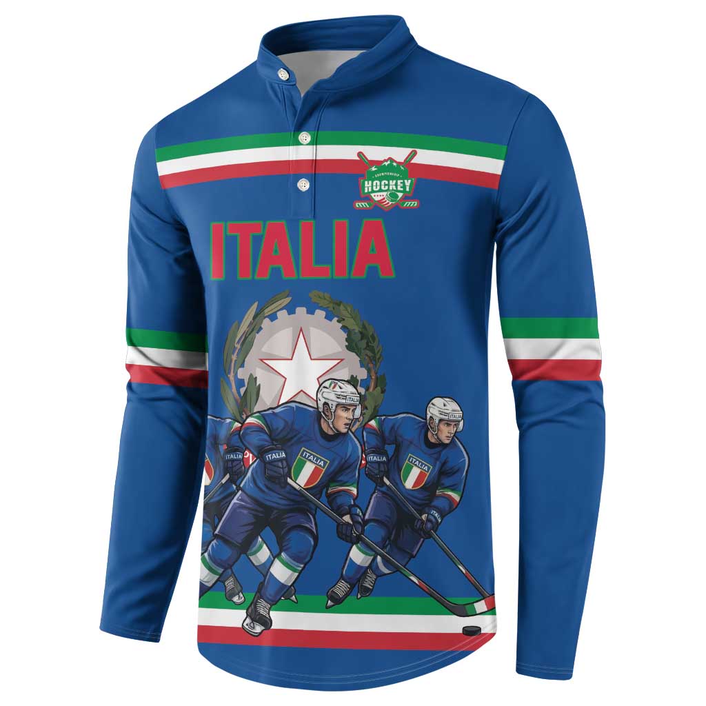 Italy Hockey Custom Button Sweatshirt Italia Hockey Pride Vintage Blue
