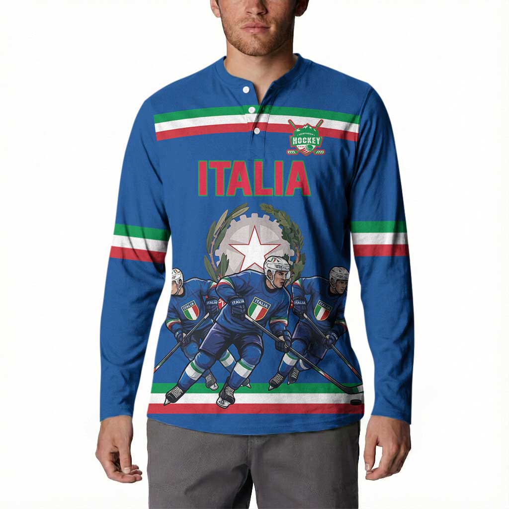 Italy Hockey Custom Button Sweatshirt Italia Hockey Pride Vintage Blue