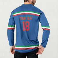 Italy Hockey Custom Button Sweatshirt Italia Hockey Pride Vintage Blue