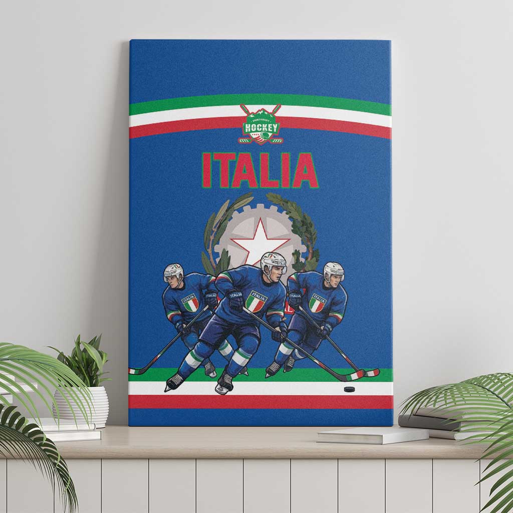 Italy Hockey Canvas Wall Art Italia Hockey Pride Vintage Blue